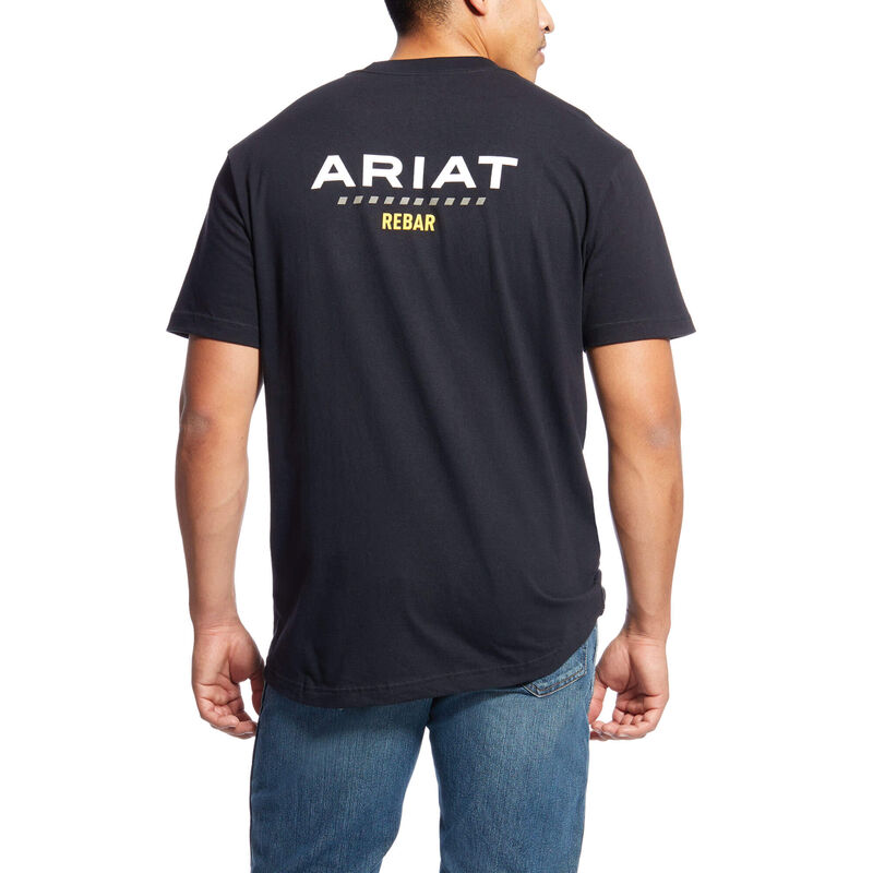 Ariat Rebar Cotton Strong Logo - Miesten Mustat T-Paidat ( UPZGLM-342 )